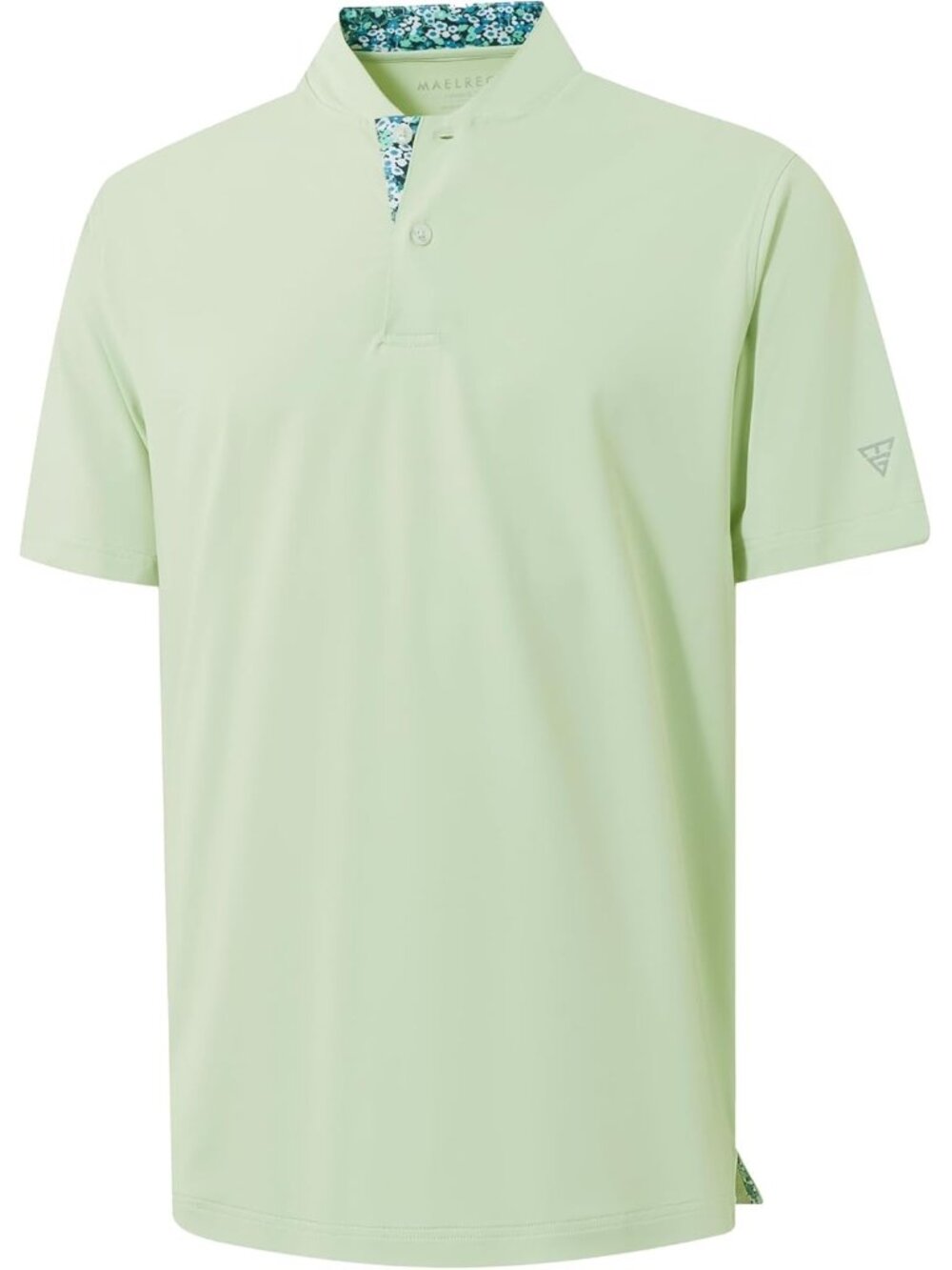 Mens Light Green Collarless Golf Shirt Dry Fit Moisture Wicking Henley Tee